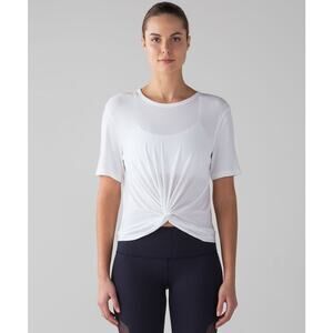 Lululemon Crescent Pima Cotton White Tee Sz 2 / 4